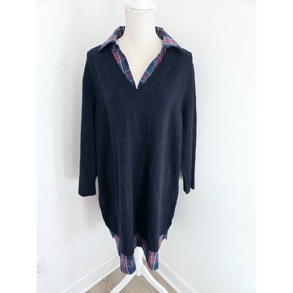 Draper James Dresses & Skirts - Draper James Wool Cotton Plaid Preppy Layered Shirt Sweater Dress 2X Collared